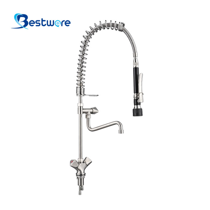 European Mini Style Hot and Cold Pre Rinse Faucet - Single Hole Deck Mount