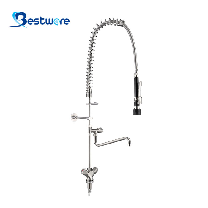 European Standard Style Hot and Cold Pre Rinse Faucet - Single Hole Deck Mount