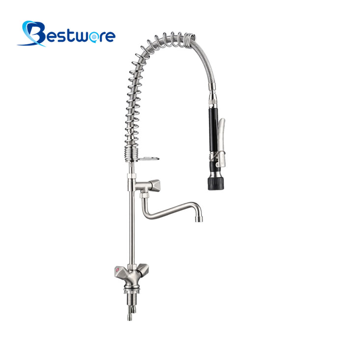 European Mini Style Hot And Cold Pre Rinse Faucet - Single Hole Deck Mount