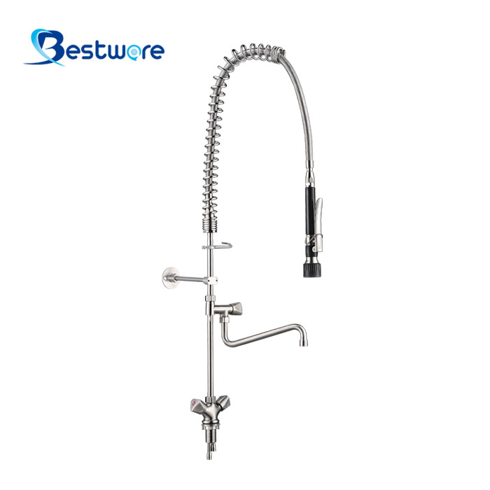 European Standard Style Hot and Cold Pre Rinse Faucet - Single Hole Deck Mount