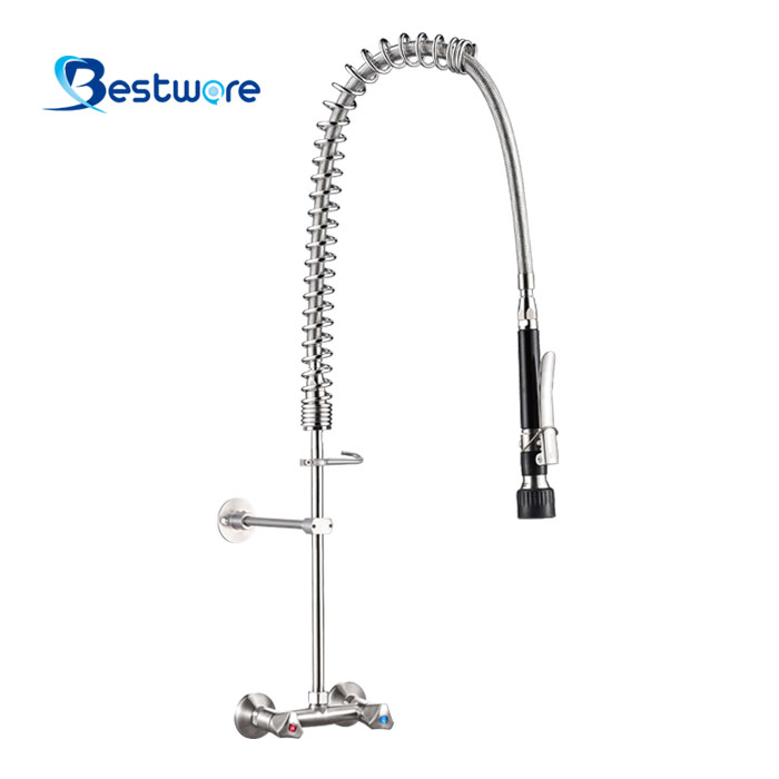 European Standard Style Hot And Cold Pre Rinse Faucet - Dual Holes Wall Mount