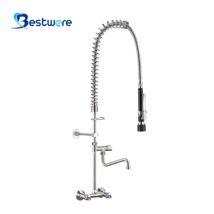 European Standard Style Hot And Cold Pre Rinse Faucet - Dual Holes Wall Mount