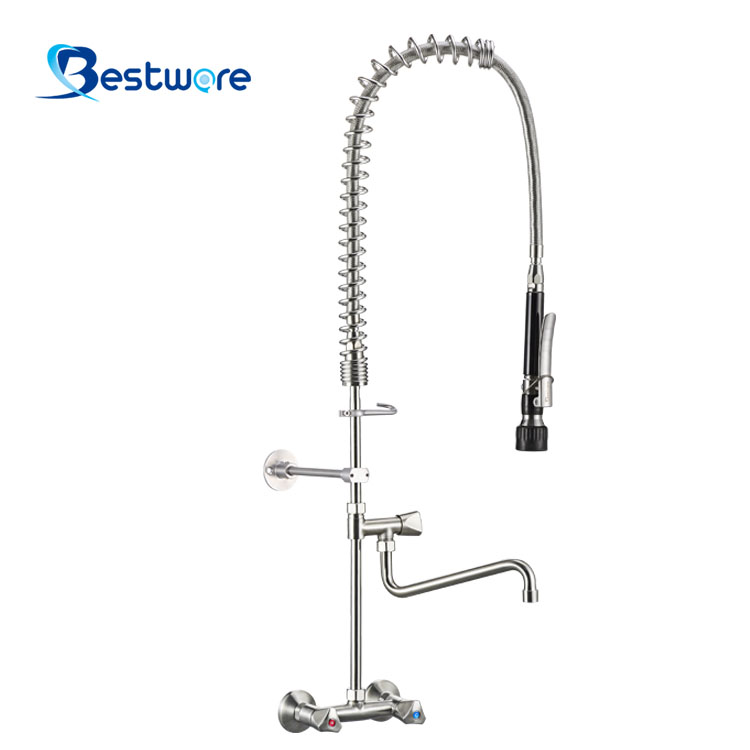 European Standard Style Hot And Cold Pre Rinse Faucet - Dual Holes Wall Mount