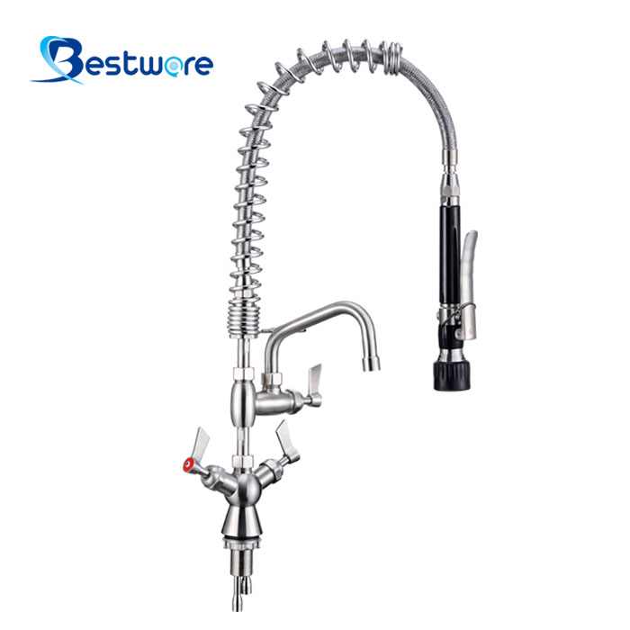 American Mini Style Hot And Cold Pre Rinse Faucet - Single Hole Deck Mount