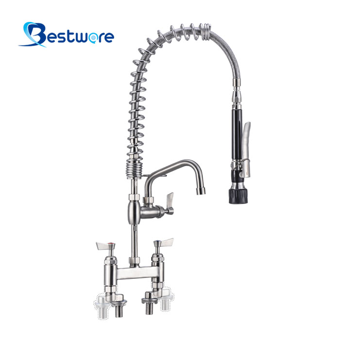 American Mini Style Hot And Cold Pre Rinse Faucet - Dual Holes Deck Mount