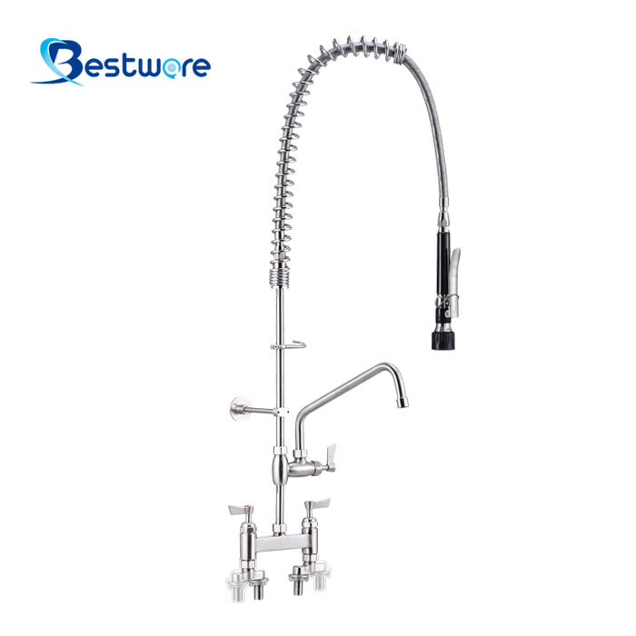 American Standard Style Hot and Cold Pre Rinse Faucet - Dual Holes Deck Mount