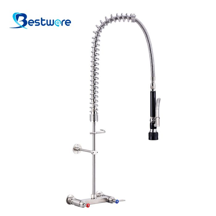 American Standard Style Hot And Cold Pre Rinse Faucet - Dual Holes Wall Mount