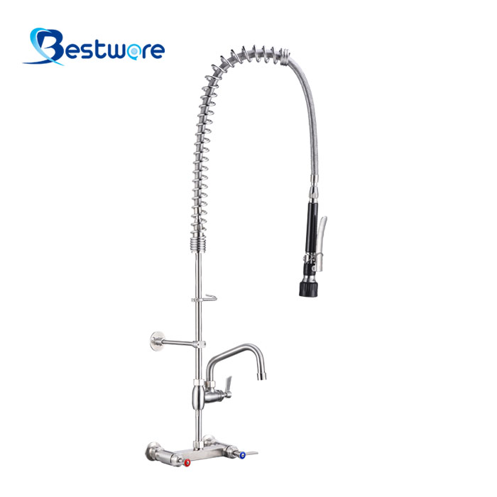 American Standard Style Hot And Cold Pre Rinse Faucet - Dual Holes Wall Mount