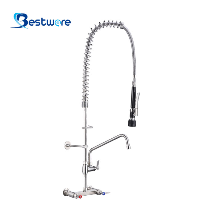 American Standard Style Hot And Cold Pre Rinse Faucet - Dual Holes Wall Mount