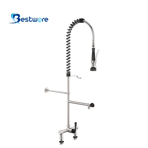 Affordable Luxury Streamlined Style Hot And Cold Pre Rinse Faucet -  Dual Holes Deck Mount