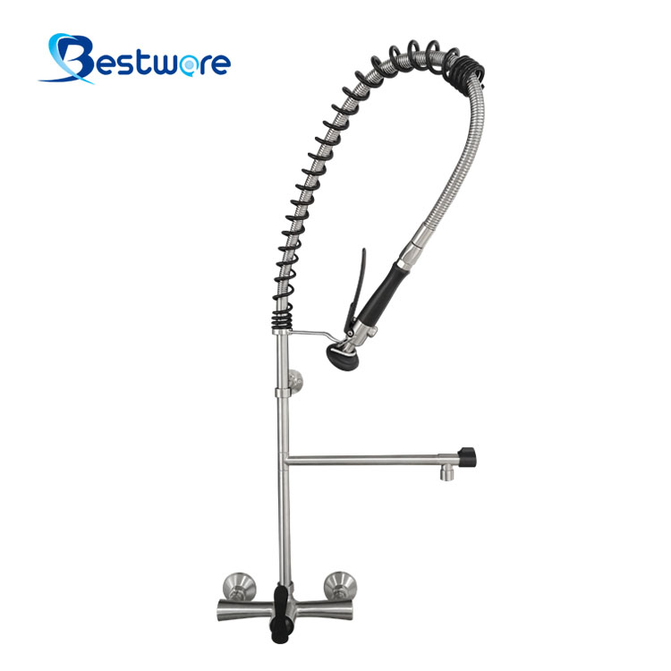 Affordable Luxury Streamlined Style Hot And Cold Pre Rinse Faucet -  Dual Holes Wall Mount