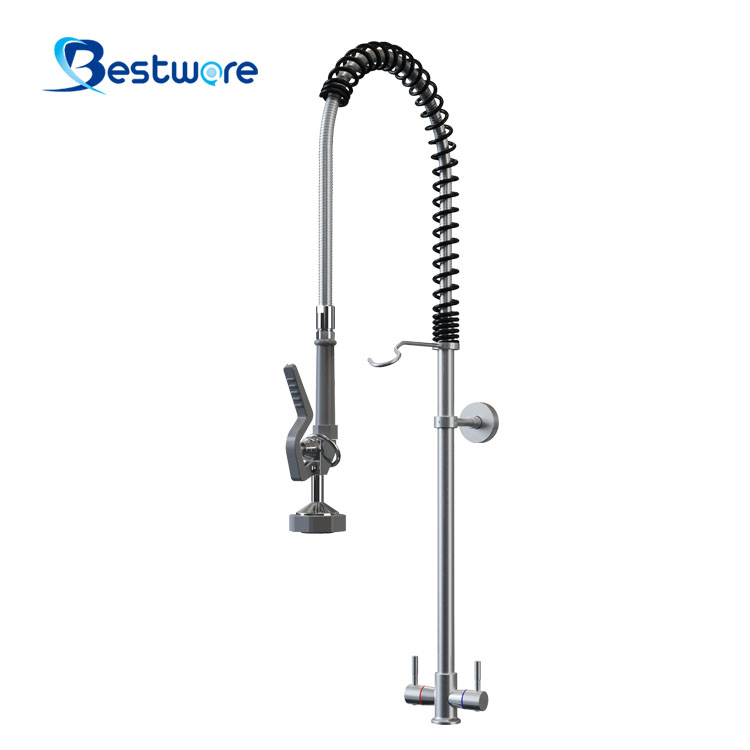 Economy Classic Style Stainless Steel Hot And Cold Pre Rinse Faucet - Single Hole Deck Mount