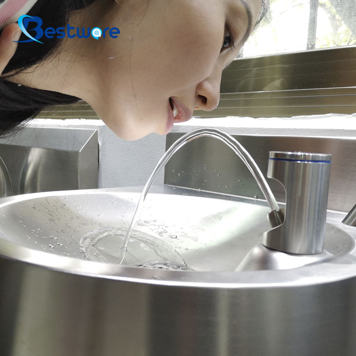 Sensor Style Food-Grade Stainless Steel Drinking Bubbler Tap - Deck Mount