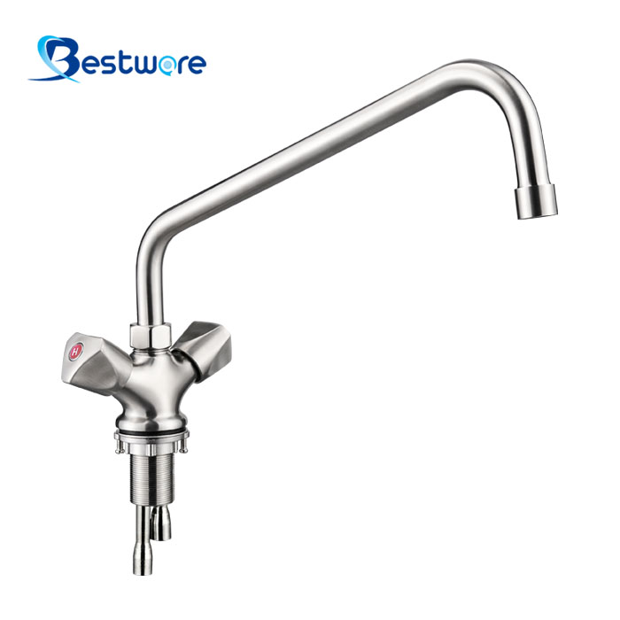 European Style High-grade Stainless Steel Hot and Cold Manual Faucet - Single Hole Deck Mount