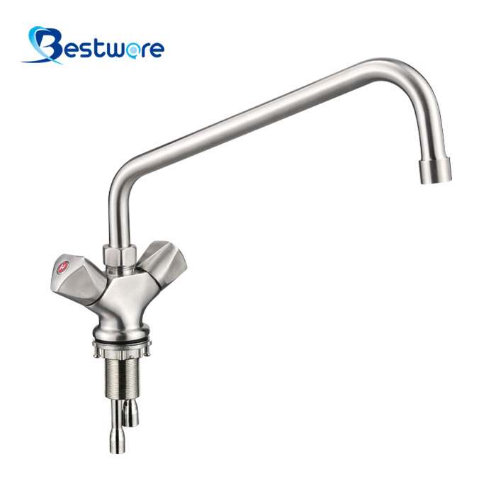 European Style High-grade Stainless Steel Hot and Cold Manual Faucet - Single Hole Deck Mount