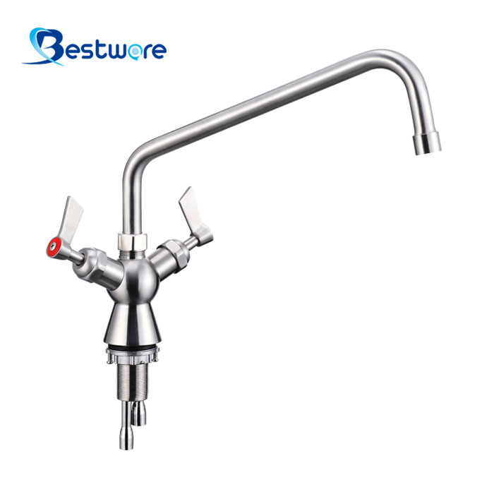 American Style High-grade Stainless Steel Hot and Cold Manual Faucet - Single Hole Deck Mount