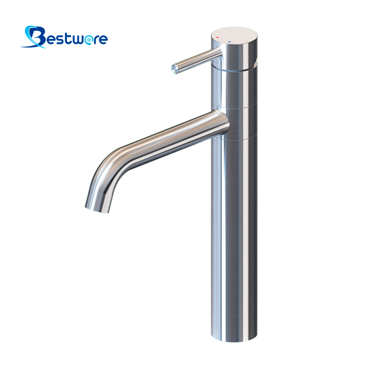 Stainless Steel Hot and Cold Manual Faucet - Single Hole Deck Mount