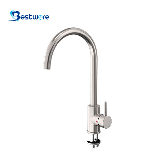 Stainless Steel Hot and Cold Manual Faucet - Single Hole Deck Mount