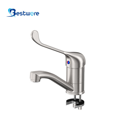 Stainless Steel Hot and Cold Manual Faucet - Single Hole Deck Mount