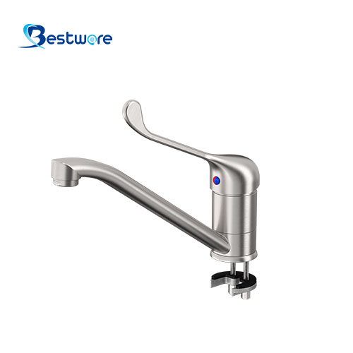Stainless Steel Hot and Cold Manual Faucet - Single Hole Deck Mount