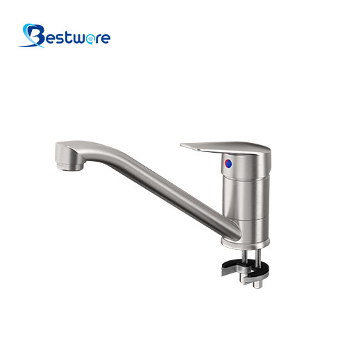 Stainless Steel Hot and Cold Manual Faucet - Single Hole Deck Mount