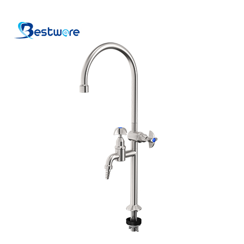 Stainless Steel Dual-spout Laboratory Faucet - Deck Mount