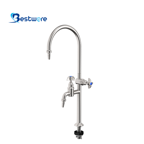 Stainless Steel Dual-spout Laboratory Faucet - Deck Mount